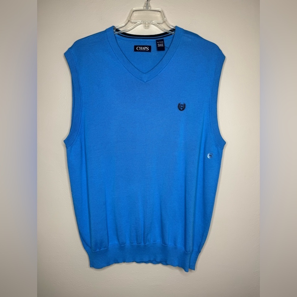 NWOT Chaps Blue Sweater Vest 100% Cotton Size XL
